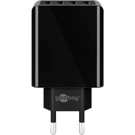 goobay 4-fach USB-Ladegerät, mehrfach USB-Ladegerät, 30W, lädt bis zu 4 Geräte gleichzeitig, schwarz