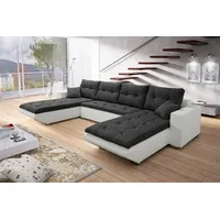 Fun Möbel Wohnlandschaft Sofa NINO XL mit Schlaffunktion, Weiss-Schwarz