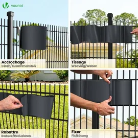 VOUNOT Sichtschutzstreifen 70 x 19 cm Schwarz PVC 40 St.