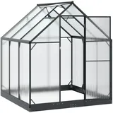 vidaXL Gewächshaus verzinkt Grau Blankglas 183,5 cm 3,38 m2