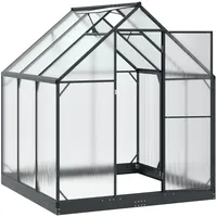 vidaXL Gewächshaus verzinkt Grau Blankglas 183,5 cm 3,38 m2