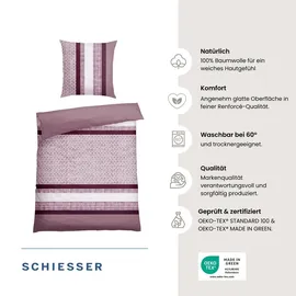 SCHIESSER Siena Gestreift Burgund 135 x 200 cm + 80 x 80 cm