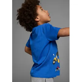 Kidsworld T-Shirt "mit coolen BAUMASCHINEN Print", Jungen, Gr. 128/134, blau, Single Jersey, Obermaterial: 100% Baumwolle, bedruckt, Basic, Rundhals, Shirts T-Shirt, Kurzarm, Basic-Passform, bedruckt, Rundhalsausschnitt