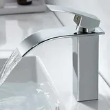 Wasserfall-Badezimmer-Wasserhahn, Messing-Waschtischmischer, Zwei-Wege-Wasserhahn, Chrom, modernes Design - Gabrielle
