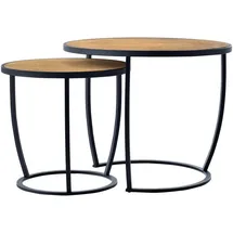[en.casa] Couchtisch Neqi im 2er Set Satztisch Holz-Optik