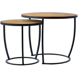 [en.casa] Couchtisch Neqi im 2er Set Satztisch Holz-Optik