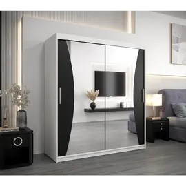 abiks möbel Schwebetürenschrank MONACO 180 x 200 x 62 cm Schwarz/Weiß
