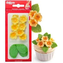 Dekora Glasdekoration mit 8 gelben Gänseblümchen und 5 Blättern