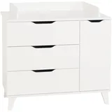 Home Affaire Wickelkommode HOME AFFAIRE "MICHA, 3 Schubladen 1 Tür, viel Stauraum, Aufsatz abnehmbar", weiß (kreideweiß), B:109,9cm H:94cm T:52,4cm, Holzwerkstoff, Wickelkommoden, Wickelkommode, inklusive Wickelaufsatz, Füße Massivholz
