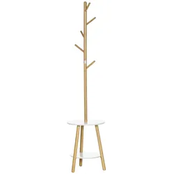 HOMCOM Garderobenständer Bambus, MDF, Aluminium