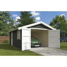 Lasita Maja Yarik Einzelgarage 4,00 x 5,60 m grau/grün mit Seitenwand