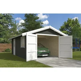 Lasita Maja Yarik Einzelgarage 4,00 x 5,60 m grau/grün mit Seitenwand
