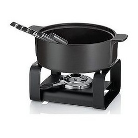 Kela Käsefondue Set 9tlg, Keramik Fondue für 6 Personen Roman, Käse Fondueset mit Brennpastenhalter, Gabeln, Gabelhalter