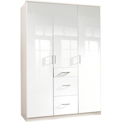 Kleiderschrank WIMEX "Clack", weiß (weiß, weiß hochglanz), B:135cm, Schränke, Drehtürenschrank Kleiderschrank