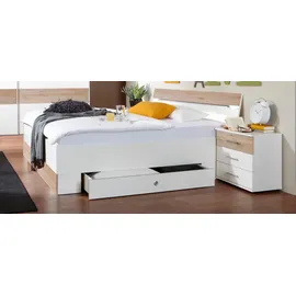 WIMEX Stauraumbett »Cheep« mit LED-Beleuchtung und Schubkästen weiß/struktureichefarben hell, , 74257019-0 180x200 cm