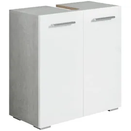Badplaats - Badezimmer Badmöbel Jupiter 60cm - Beton Grau Wit Weiß - Untersc