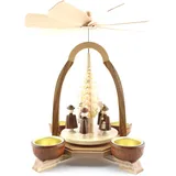 Seiffener Volkskunst Thomas Preißler | Traditionelle Erzgebirgische Pyramide | Weihnachtspyramide aus Holz | 18x18x23 cm | mit Kurrendefiguren