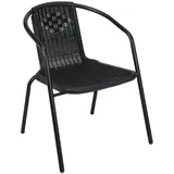 Mojawo 2 Stück Stabiler Rattan-Design Bistrostuhl Stapelstuhl Stahl schwarz