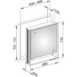 Keuco Royal Lumos Wandeinbau 65 cm silber eloxiert offenes Fach smarthome fähig Türanschlag rechts