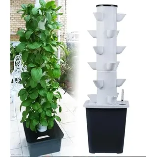 30 Pods Hydroponics Tower Garden Hydroponic Growing System Aeroponics Growing Kit für Kräuter, Obst und Gemüse mit Hydratationspumpe, Adapter, Netztöpfen, Timer für Kräuter, Obst und Gemüse 30holes