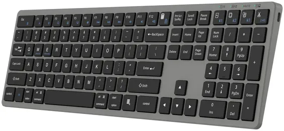 Neue Drahtlose Tastatur Triadyn PROTEUS Bluetooth 2.4GHz 4-Geräte Büro Slim Akku Grau
