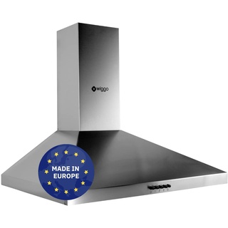 Wiggo Dunstabzugshaube 60cm I Wandhaube für Abluft oder Umluft Dunstabzug 300m3/h mit LED-Beleuchtung & 3 Leistungsstufen I Wandhaube inkl. Fettfilter & 2x Kohlefilter I Abzugshaube Inox