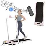 Blossom Laufband 2 in 1 Laufband klappbar für Zuhause Büro, Walking Pad Fernbedienung (LED-Display, Bluetooth-Lautsprecher, Telefonhalterung, 1–6 km/h), Laufband für Homeoffice rosa