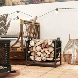 Outsunny Kaminholzregal Metall 49 x 34 x 44 cm 1-St. Schwarz