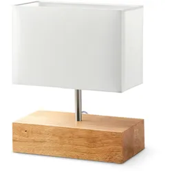 Tchibo - Tischleuchte mit Holzfuß - 30x15x37cm - silber - Polyester / Holz / Metall