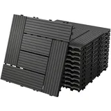 ECD Germany WPC Terrassenfliesen 30x30 cm/55 Stück=5m2, Anthrazit Mosaik, Holzoptik, Bodenbelag mit Klicksystem und Drainage, Terrassendielen Balkonfliesen, Klickfliesen für Terrasse Garten und Balkon