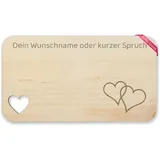 Frühstücksbrettchen Holz - Wunschtext - Herz Motiv I Geschenk Liebe mit Name I Text Spruch individuelle Gravur - 22,5x12,5 - Holz - ich dich personalisierte brotzeitbretter selbst gestalten herzen