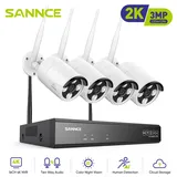Sannce 8-kanal 5mp Wlan-nvr-überwachungssystem Mit 4 X 3mp Outdoor-wlan-ip-sicherheitskameras, Dualband-wlan, Alexa-kompatibel, Bewegungserkennung, Ohne Festplatte.