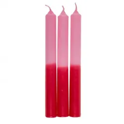 ootb Stabkerze mit Farbverlauf, rosa/rot, 3er-Set