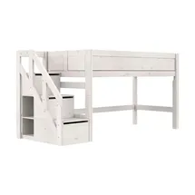 Lifetime halbhohes Bett mit Treppe 120cm ¦ weiß ¦ Maße (cm): B: 257 H: 128