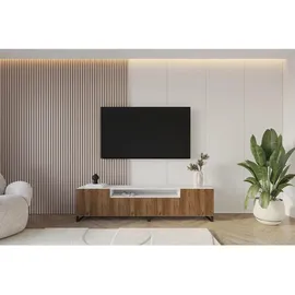 altdecor NOA-2 Lowboard 200 cm x 53 cm x 41 cm Weiß/Eiche Wotan Holzwerkstoff