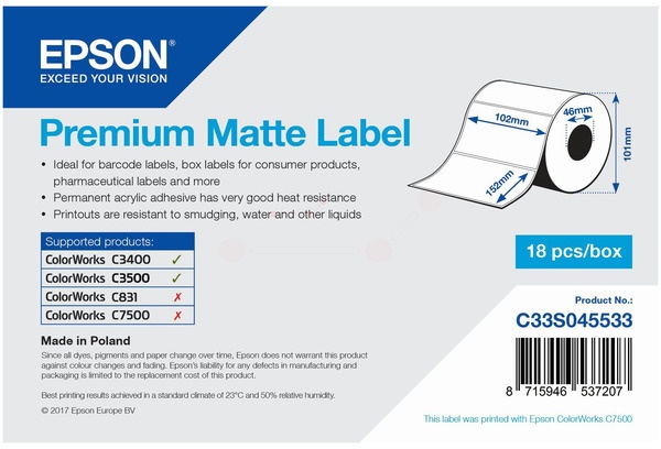 Original Epson C33S045533 Format-Etiketten