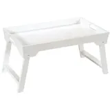 KESPER 77076 Servier- und Betttablett mit Klappfüßen 52 x 32 x 27cm Bambus, weiß beschichtet