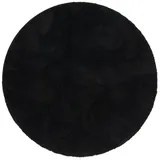 Pergamon Luxus Super Soft Hochflor Teppich Silky Rund Schwarz, 200x200cm