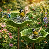 2 Stuick Gartenstecker VogelträNke Blume, Handgefertigt BienenträNke Keramik, Blumen Gartenstecker VogelträNke, BienenträNke FüR Den Garten, Gartendeko FüR DraußEn (2-G)