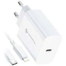forcell NETZ-Ladegerät mit USB Typ C und iPhone-Anschluss Ladekabel