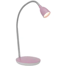 Lightbox LED Schreibtischlampe mit Flexarm & Schalter & warmweißem Licht (3000 K) - moderne Tischleuchte - Höhe 40cm - für das Kinderzimmer/Brüo - aus Kunststoff/Metall - in Eisen/Rosa