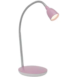 Lightbox LED Schreibtischlampe mit Flexarm & Schalter & warmweißem Licht (3000 K) - moderne Tischleuchte - Höhe 40cm - für das Kinderzimmer/Brüo - aus Kunststoff/Metall - in Eisen/Rosa