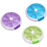 ISAKEN Tablettenbox 7 Tage Rund Medikamentenbox 7 Tage Tablettendose Mit 7 Teilbaren Fächer, Kleine Woche Tablettendose Tablettenbox Für Unterwegs, Outdoor, Reisen, Wandern, Camping