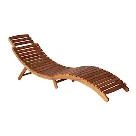 vidaXL Sonnenliege mit Tisch und Auflage Massivholz Akazie