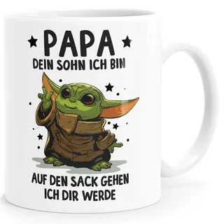MoonWorks Tasse Kaffee-Tasse Papa Sprüche Geschenk Vatertag Lustig Motiv Baby-Yoda, Keramik weiß
