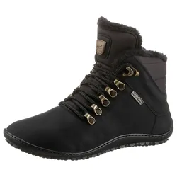 Barfußschuh LEGUANO "HUSKY", Damen, Gr. 37, schwarz, Nubuklederimitat, sportlich, Schuhe Barfußschuh Schnürboots Winterboots, Bequemschuh, Komfortschuh, Flats, Schnürboots, einzigartig flexibel