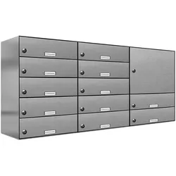 AL Briefkastensysteme 12 Fächer Premium Edelstahl Durchwurf Briefkasten Anlage für Post Post A4, modern, robust, wetterfest, Artikelnummer 132V12DZ3KS
