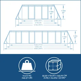 BESTWAY Power Steel Frame Pool Set 549 x 274 x 122 cm inkl. Filterpumpe grau Rattanoptik
