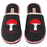ADELHEID Glückspilz Filzpantoffeln, Farbe:Rabenschwarz, Größe:42/43 - 42/43 EU