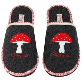 ADELHEID Glückspilz Filzpantoffeln, Farbe:Rabenschwarz, Größe:42/43 - 42/43 EU